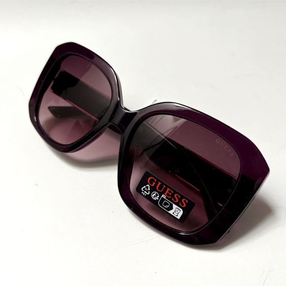 New GUESS Oversized Square Sunglasses GO00074 Acetate Purple Mauve Gold